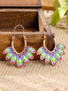 TopHanqi Bohemian Rainbow Ombre Retro Earrings, Vintage Hollow Copper Earrings, Vacation Personalized Earrings - Multicolor - View 2