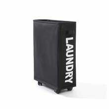 Laundry Basket With Wheels, Laundry Basket With Dustproof Mesh, Waterproof Laundry Fabric Basket For Laundry - Black - View 1