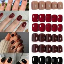 90pcs Solid Color Nail Stickers, 4 Different Nude Shades, Glossy & Easy To Apply, Cute Short Square Shape, Removable, Nail Art Stickers, New Year Gift For Women & Girls Nails Nail Supplies - Nhiều màu - Xem 3