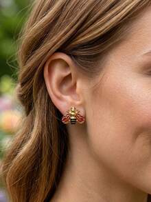 6 Pairs Random Assorted Earrings Set, Including Bee, Ladybug Designs, Stainless Steel Jewelry Waterproof & Fade Resistant, Suitable For Beach Vacation, Swimwear Accessories, Beach Getaway, Attractive Outfits, Wedding Dress Accessories - Multifunctional Jewelry For Swimming, Bathing, Workout, Great For Daily Wear, Parties, Valentine's Day, Mother's Day, Easter Gifts - Multicolor - View 2