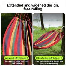 Blue-Green Striped Camping Hammock | Portable & Tear-Resistant Outdoor Relaxation Essential - Multicolor - View 7