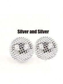 These Two Small Magnetic "Hedgehog" Massage Balls Can Stimulate Acupoints And Unblock Meridians, Making Them Ideal For Muscle Relaxation, Pain Relief, And Stress Reduction. They Are Effective Tools For Fitness And Health Massage. - Silver - View 14