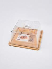 Transparent Bamboo Cake Dust Cover Tray, Dessert Display Plate, Pastry And Bread Preservation Cover, Suitable For Home Use, Western-Style Dessert Plate, Multiple Sizes Available. - Rectangle (25 X 25 X 11.5 Cm) - View 5