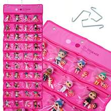 Organizador de juguetes colgante para almacenamiento de muñecas LOL para habitación de niñas con 40 bolsillos de juguete de visión clara rosa - Rosa - Ver 9