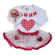 Body Bebe Menina Festa Junina + Laço + Saia Tutu - Temático Manga Longa - Vermelho Xadrez - Visão 5