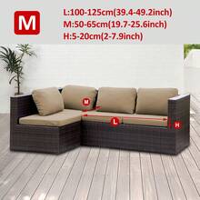 1pc High-Density Solid Color Milk Silk Outdoor Sofa Seat Cushion Cover, High Elasticity Removable Semi-Enclosed Sofa Cushion Cover, Suitable For Patio, Terrace, Garden Sofa - Khaki - View 11
