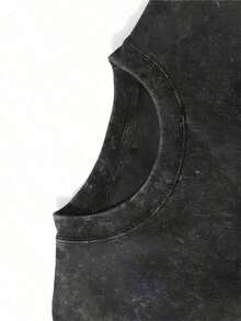 Graphic Tees Men, Hellstars Classic Logo Retro Washed Print, 230g Washed Cotton Crew Neck Short Sleeve T-Shirt, Unisex, Casual Comfortable, Big And Tall, Summer, Free Shipping - 黑色 - 查看 3