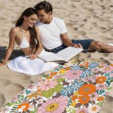 1 buah Handuk Pantai Serat Ultra Halus Motif Bunga Klasik, Serat Super Lembut Cepat Kering, Desain Bungkus yang Kuat, Cocok untuk Pantai dan Kolam Renang, Perlengkapan Pantai Penting - C - View 3