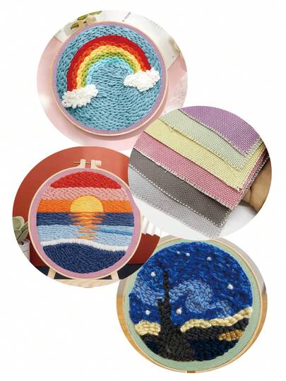 6件套30x30厘米刺绣布套装，彩色预裁刺绣布，适合刺绣爱好者/缝纫初学者，可用于十字绣、刺绣艺术、墙面装饰和各种DIY手工制作。