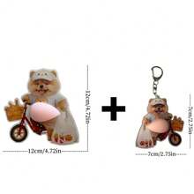 1张贴纸+1个钥匙扣，可爱3D秋田犬送货贴纸剪贴簿套装，文具工艺用品玩具 - 粉色 - 查看 2