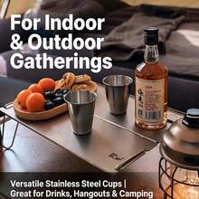 Mini Stainless Steel Outdoor Portable Drinking Cup Set With Leather Case, Small Size - Multicolor - View 8