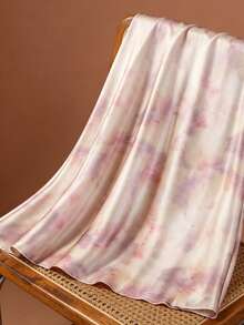 Luminous Wealth 女士扎染水彩中长裙，夏季款式，高腰，优雅，遮臀，传统中式设计，缎面面料，直筒廓形，鱼尾裙摆，粉色 - 粉色 - 查看 5