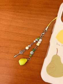 1pc Pear Phone Charm, Mobile Phone Chain, Handmade Beaded String, Mobile Phone Hanger, Mobile Phone Hanger Cord, CDD Camera Anti-Detachment Chain, Travel Anti-Detachment Mobile Phone Chain, Bag Pendant, Keychain, Apple A IrPods Pro Bluetooth Earphone Case Hanger, Holiday Birthday Gift For Women - Multicolor - View 4