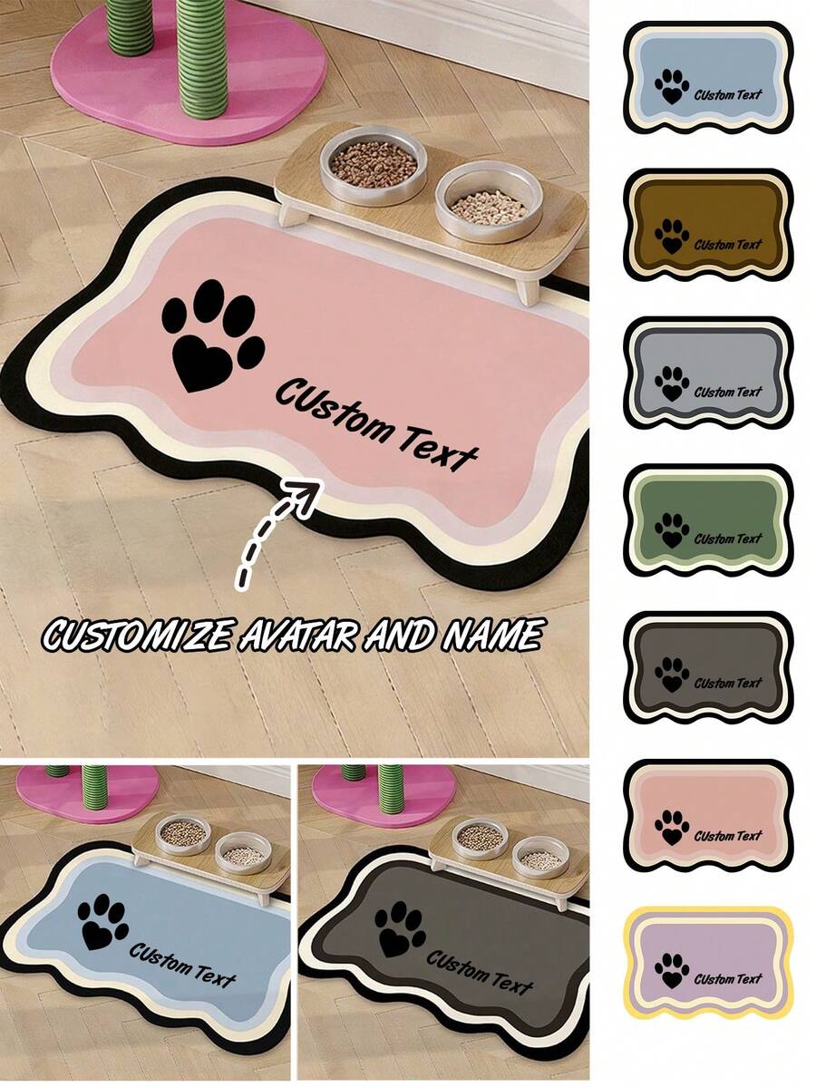 Personalisierte Futter-Napfunterlage für Hunde und Katzen - individuell mit Namen bedruckbar, rutschfester Boden, Hundenäpfe-Unterlage, Fütterungsmatte, Napfunterlage für Haustiere, Katzen- und Hundenäpfe-Matte, rutschfest & auslaufsicher, beliebte Futter-Matte für Haustiere, spritzschutz, saugfähig, leicht zu reinigen, geeignet für Hunde und Katzen, Pfoten-Design, Fütterungsmatte für Haustiere, ideales Geschenk für Haustierbesitzer (Größe 30*40 ist relativ klein, bitte bestellen Sie mittlere oder große Größe für Katzen und Hunde) - Verschiedenfarbig - Übersicht 1