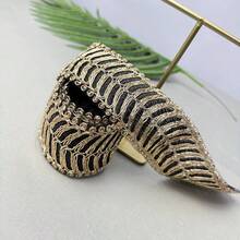 1.5码彩色网状金线蕾丝 - 金色刺绣，适用于缝纫、编织和手工项目 - 黑色 - 查看 11