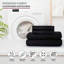 DECOR 4 Pc Solid Color Plain Bed Sheets - Brushed Microfiber Sheet Set With Pillowcases, Deep Pocket Bedding Set Ultimate Comfort - Lightweight And Breathable Cooling Sheet Set Everyday Use - Graduation Gifts, Home Decor, Back-To-School, Cozy Bedroom Essentials, Everyday Comfort, Ideas, Luxury Bedding, Valentine's Day Bedroom, Spring Bedding Refresh, Guest Room Essentials, Dorm Room Bedding, Premium Bed Linens, Easy Care Sheets, Fabric, Year-Round Comfort, Master Bedroom Update, Matching Bedding Set, Hotel Quality Linens, Simple Style, Daily Living, Family Home TXQC - 藍色 - 查看 7