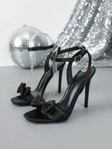 Giày sandal cao gót mũi nhọn thời trang, kiểu dáng slip-on, thích hợp cho mùa xuân/hè. - màu đen - Xem 10