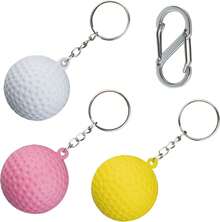 SANDIAN, Soft PU Ball Set, 3 Balls With Carabiner Clip, Bag Charms, Chains, White Yellow Pink Pack - 1 - View 1