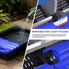 Chicken Nesting Box, Roll Away Chicken Nesting Box, Zinc Alloy Nesting Box With Roll Away Egg Collection Plastic Handle Metal Stand, Wall/Freestanding For  Backyard Farm - Blue-three Grids - View 4