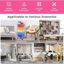 COSTWAY 10-Drawer Rolling Storage Cart, Utility Mobile Trolley With Removable Drawers & Universal Casters & 2 Brakes, Versatile Flexible Drawer Organizer Cart For Home, Office (Rainbow) - màu đen - Xem 7