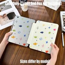 Rainbow Starry Heart Tri-Fold Pencil Slot Tablet Protective Case, Energetic Childlike Style. Tablet Protective Case Features: Tri-Fold Stand Design, Smart Sleep/Wake, Left Side Matte Texture, Transparent Soft Back Panel, Built-In Pencil Slot, Precise Cutouts, Lightweight And Portable. Compatible With Major And Tablet Models: Mini 4/5 (7.9 Inch), Mini 6 (8.3 Inch), 9.7 Inch, 10.2 Inch, 10.5 Inch - 查看 3