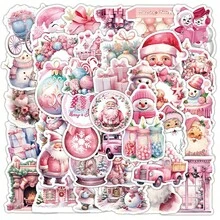 50 miếng dán trang trí Giáng sinh hình ông già Noel màu hồng, thích hợp để dán lên xe đạp, sổ tay, hộp bút chì. - 50 CÁI - Xem 11