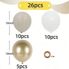 51 Stücke/26 Stücke 10-Zoll Champagner Gold, Sand Weiß, Weiß Latex Ballon Set, geeignet für Valentinstag, Neujahrs Dekoration, Jahrestag, Verlobung Dekoration, Abschlussfeier, Hochzeitsdekoration, Geburtstagsparty - Satz - Übersicht 3