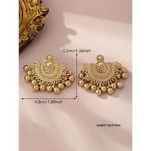 1pc Vintage Hollow Fan-Shaped Bohemian Style Tassel Earrings - Yellow Gold - View 5