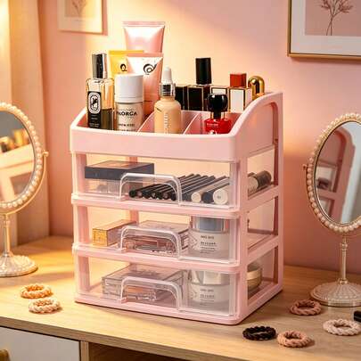 Organizador de Cosméticos de Múltiples Capas Grande con Cajones - Caja de Almacenamiento Espaciosa para Maquillaje, Cuidado de la Piel, Lápiz Labial y Papelería - Organizador Duradero de Plástico para Encimera de Tocador