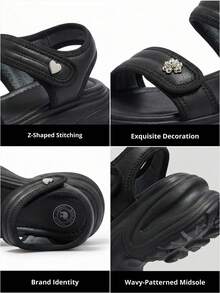 CAMEL CROWN Dép xăng đan thể thao thoải mái dành cho nữ, có hỗ trợ vòm chân, thích hợp cho đi bộ thư giãn ngoài trời, đi biển và các hoạt động dưới nước. - màu đen - Xem 4