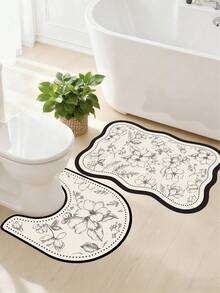 1pc/2pcs/3pcs Gold Flower Pattern Decorative Floor Mat, Room Decor, Bathroom Rug, Doormat, Small Rug, Carpet, Home Decor, Area Rug, Outdoor Mat, Bedroom Carpet, Washable Rug - Multicolor 9 - View 2