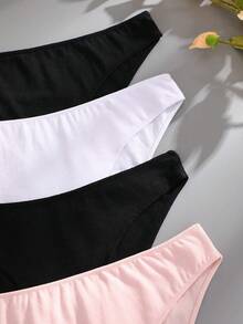 4pcs Women's Comfortable Solid Color Triangle Underwear Set - Multicolor - View 6