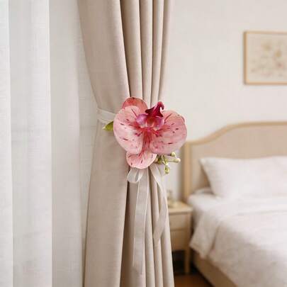 1 bông hoa lan Phalaenopsis nhân tạo màu hồng mới, dùng trang trí rèm cửa, dây buộc rèm phòng trẻ em, trang trí phòng bé gái, thích hợp cho tiệc tùng, tiệc chiêu đãi, dạ hội, trang trí rèm cửa phòng trẻ em.
