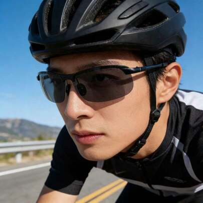 1pcMen's Vintage Polarized Fashion Glasses | Durable & Comfortable For Outdoor Activities | Ideal For Fishing, Cycling, Hiking & Vacation | Classic Half-Frame Design With Superior UV Protection | Must-Have Streetwear Shades For Spring, Summer & Fall | High-Quality Fashion Eyewear