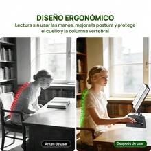 Foldable Reading Book Stand, Adjustable Book And Tablet Stand With 360° Rotating Base, Kitchen Book Holder With Elastic Clips For Music Sheet Pages - A - View 3