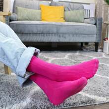 Sock Snob Sock Snob - 6 Pairs Multipack Mens Ribbed Dress Socks | Breathable Crew Cotton Socks - Fucsia - Ver 3