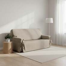 Kiva Universal 2-Seater Sofa Cover, One-Piece Design With Tie Fastening, Various Colors Available - Sofa Cover With 4 Firm Fastening Points - 灰褐色中號 - 查看 2