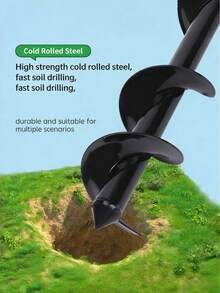 1pc Black Heavy Duty Plant Auger Drill Bit - Available In Multiple Sizes, Metal Steel Construction, 3/8" Hex Shank - Metal Gardening Tool Accessory And Planter Attachment, Ideal For Gardening And Planting - Multicolor - View 8