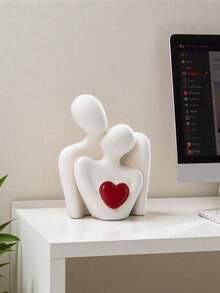 2 pezzi Statua di coppia creativa, decorazione in resina bianca, adatta per scaffale da camera da letto, soggiorno, ingresso, decorazione da scrivania, regalo romantico per anniversario, matrimonio e San Valentino - romantico - Visualizzare 9
