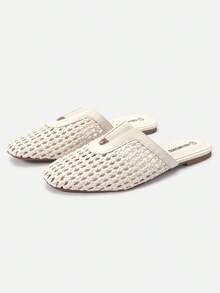 Giày sandal nữ ADAMUMU cao cấp thời trang mới, dệt thủ công, chất liệu thoáng khí, kiểu dáng đế bằng thoải mái, thích hợp cho đi làm hàng ngày hoặc đi nghỉ mát. - trắng - Xem 2