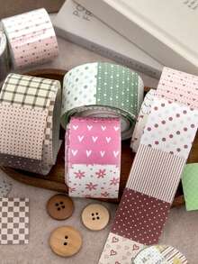 1 Roll Masking Tape Memo Versatile All-Match Plaid Theme Underlayer Stickers, Polka Dot Series, Suitable For Gifts, Office, Home, Marking, Labels, Classrooms, Entertainment Toys, Student Journals, Creative Retro Decoration DIY Stickers - Multicolor - View 7