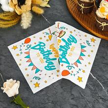 IOOJA 20/50pcs 2-Ply Unfolded Size 33*33cm Happy Birthday Cake Pattern Printed Party Napkins, Disposable Tissue Paper Suitable For Theme Parties, Essential For Company Events, Friends Gatherings - Multicolor - View 6