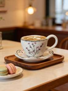1 Set, Modern Minimalist Ceramic Cup & Saucer, Heat-Resistant Hand-Painted Petal Cup & Saucer, Tea/Coffee Cup & Saucer Set, Gift For Friends & Family, Suitable For Home, Office, Gathering - Multicolor - View 10