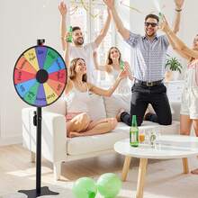 24 In Spinning Prize Wheel, 12 Slots Spinning Wheel With Stand, Adjustable Height Win Fortune Roulette With A Dry Erase And 2 Markers, 6 Colors, Easy Assembly, For Party Pub Trade Show Carnival - 24 Inches, 12 Slots - View 1