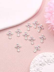 10 piezas de decoraciones de uñas con forma de cruz brillante, pegatinas para uñas, esenciales para los entusiastas del arte de uñas - Multicolor - Ver 6