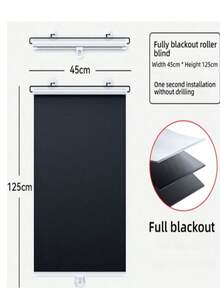 No-Drill Blackout Roller Blinds, With 3 Suction Cups, Retractable Curtain, Portable Window Shade For Home, Office And Car - Black - View 14