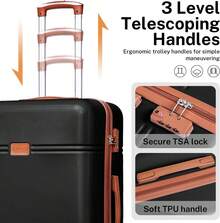 YSTYLE Luggage Sets 5 Piece, Black Hardside Suitcase With Wheels - Spinner Wheels, TSA Lock, Includes Toiletry Bag For Family Travel Luggage Case Trolley Suitcase Spinner Suitcase Travel Luggage Travel Suitcase Hardshell Suitcase Suitcase Luggage Carry-On Suitcase Travel Essentials For Men For Women For Vacation For Business Large Capacity Travel Essential Travel Accessories Travel Organizer Travel Stuff - 黑色 - 查看 4