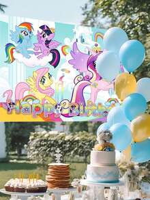My Little Pony Birthday Background Cloth For Outdoor Party Decoration, Photo Backdrop, Wall Decoration For Birthday, 75*95CM Hanging Cloth, Photo Background Banner, Party Atmosphere Decoration Photo, Decorative Props, Outdoor Camping Photo - Multicolor - View 9