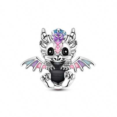 1 pieza Colgante de dragón occidental lindo con esmalte de color plateado, adecuado para pulsera, collar DIY joyería, regalo de diseño original para mujeres