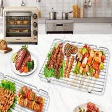 Giá đỡ làm nguội và nướng bằng thép không gỉ chịu lực cao - Thích hợp cho thực phẩm, dễ vệ sinh, dùng được trong lò nướng và máy rửa chén, lý tưởng cho việc nấu nướng, nướng bánh và làm nguội bánh quy. - Đường kẻ dày - Xem 3